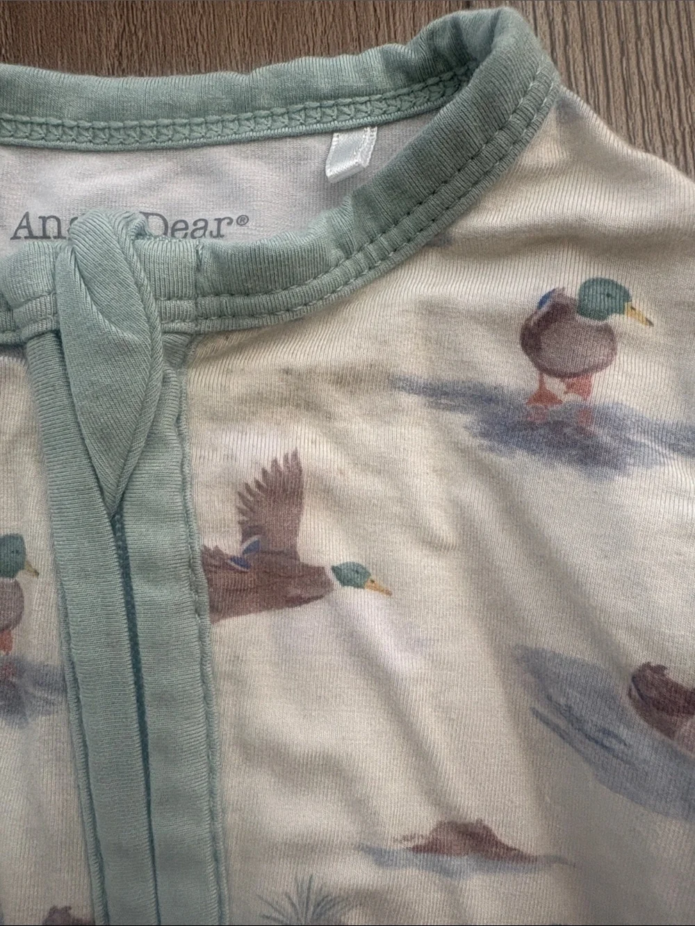 Baby One-Piece Zippered Pajamas in Cream with Duck Print